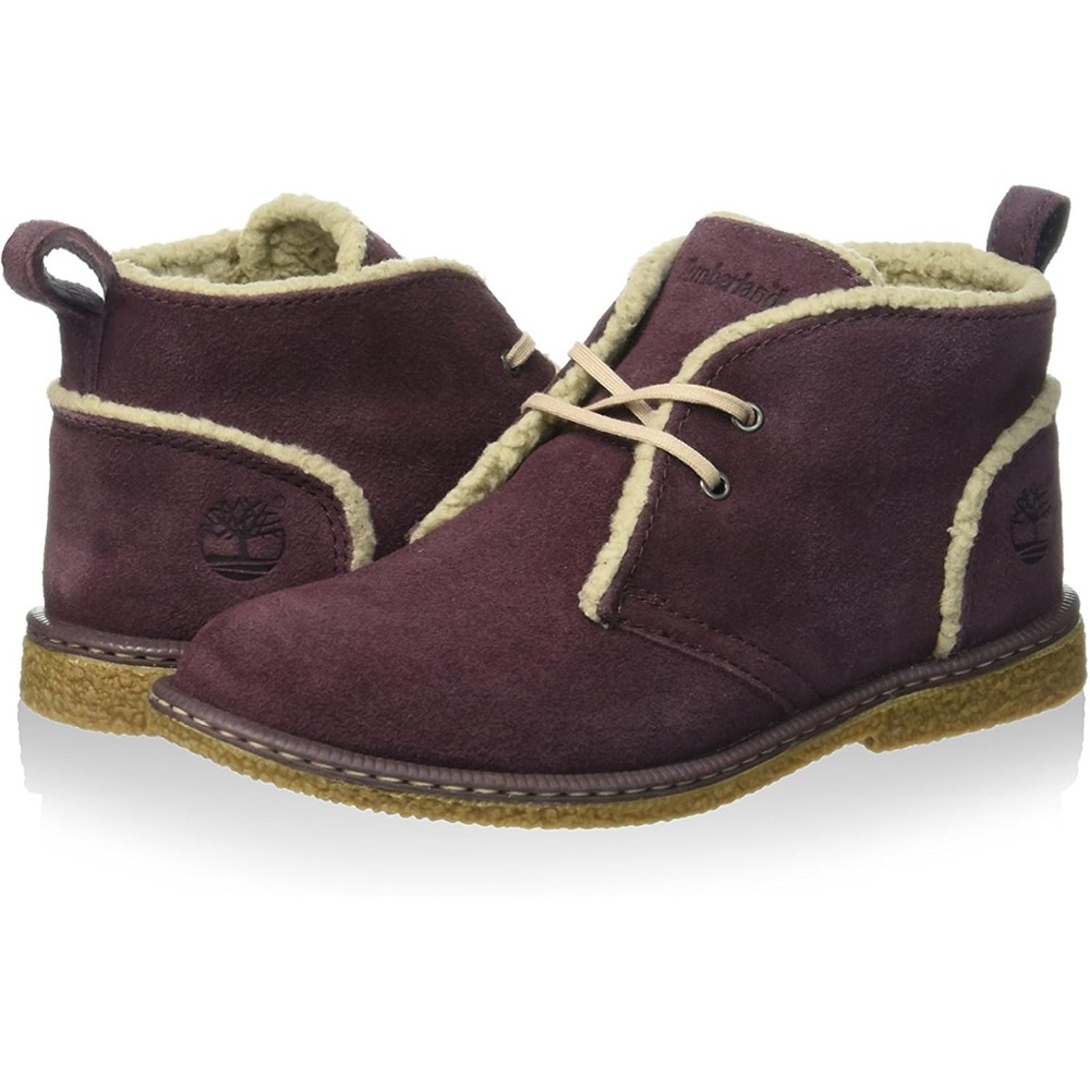 Timberland Kids Plum Suede Shearling Chukka Boots size 4 (big kid )